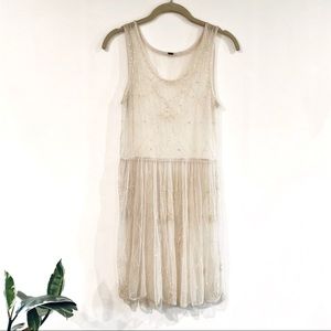FP Sheer Beaded Mini Dress